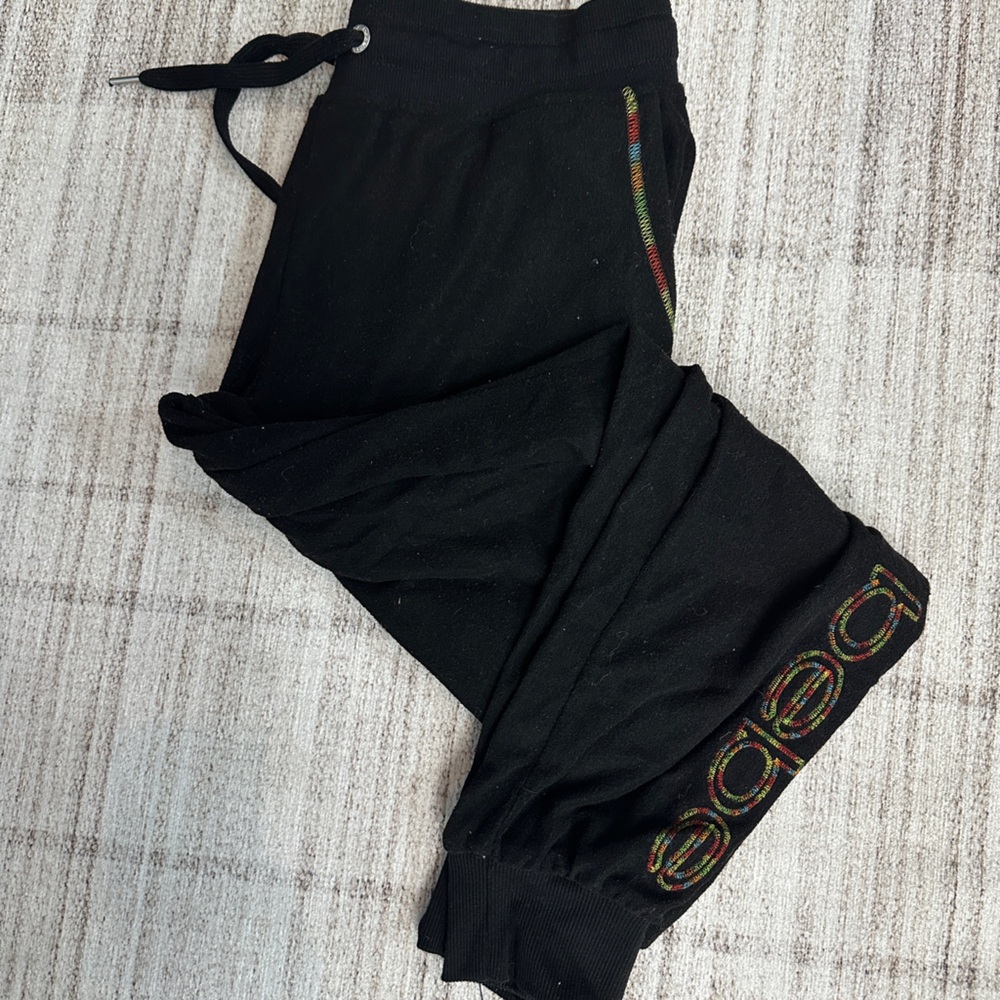 Bebe Black Kids Joggers with Colorful Accents